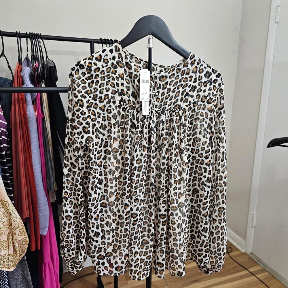 Anthropologie leopard print blouse‎ size S